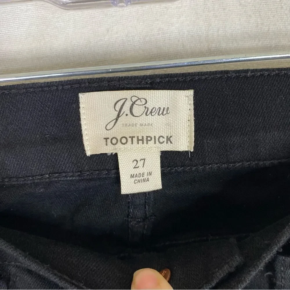 J Crew Jeans Women’s 27 Black Toothpick Skinny 5 Pocket Mid Rise B1281‎ Stretch